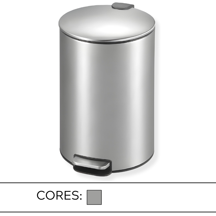 Lixeira Slim 12 Litros Aço Inox com Pedal Powermaid