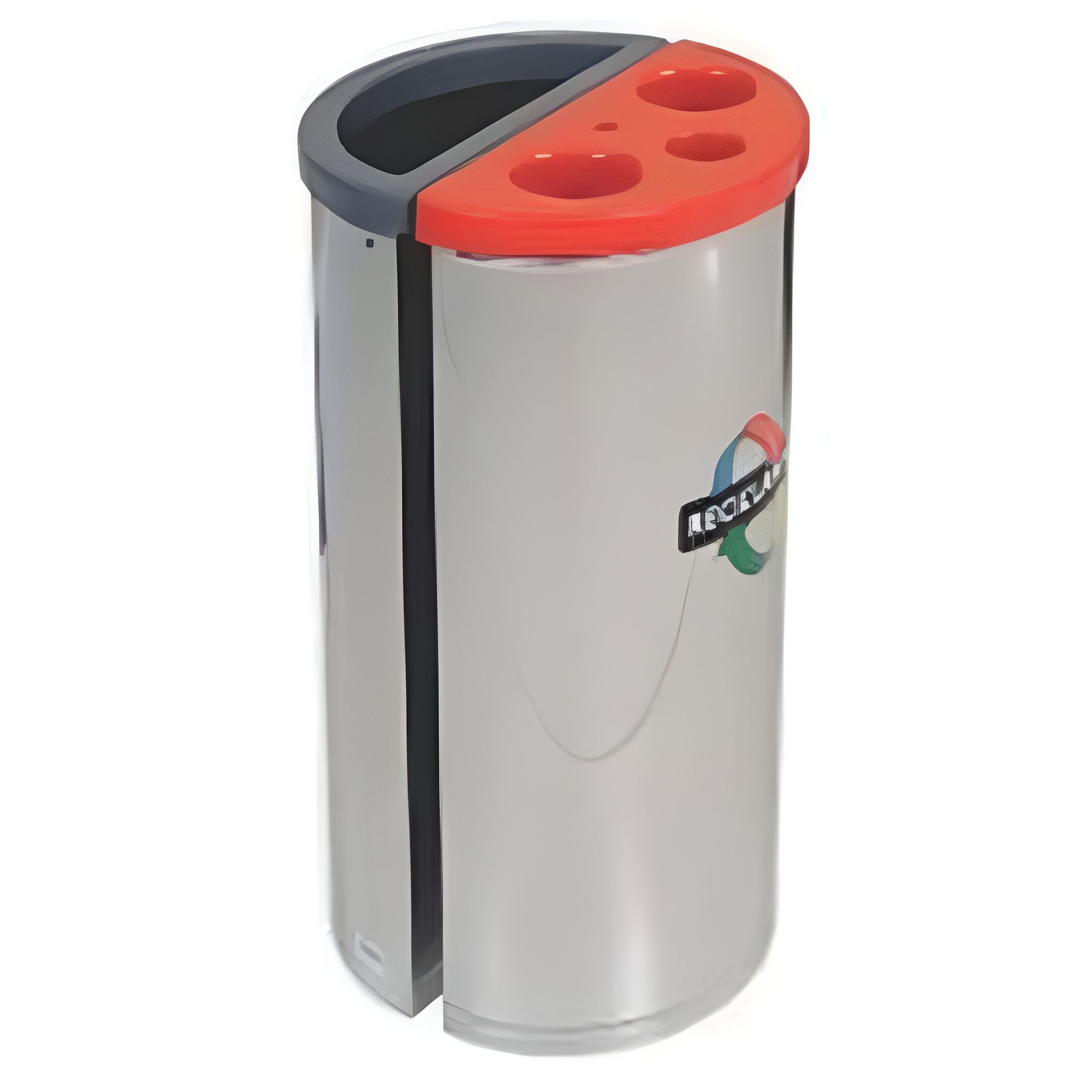 Coletor com divisão para lixo e para descarte de copos descartáveis inox 45 L - 450 Copos