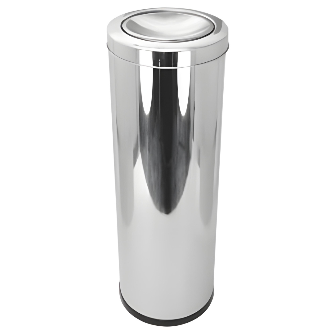 Cesto para lixo em aço inox com tampa meia esfera 30 Litros