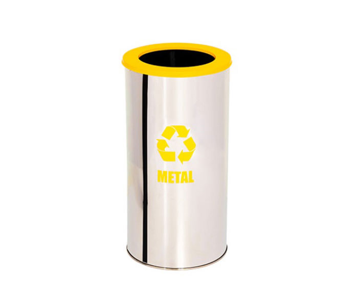 Lixeira de aço Inox com aro colorido 50 litros