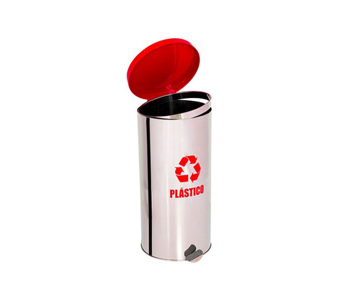 Lixeira de Aço Inox com tampa COLORIDA E PEDAL 50 Litros
