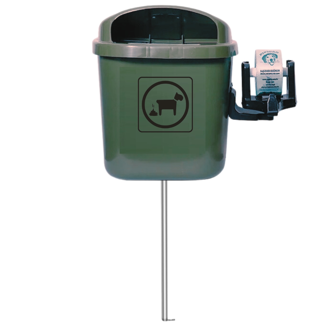 Lixeira Pet 40 Litros com Suporte e Poste