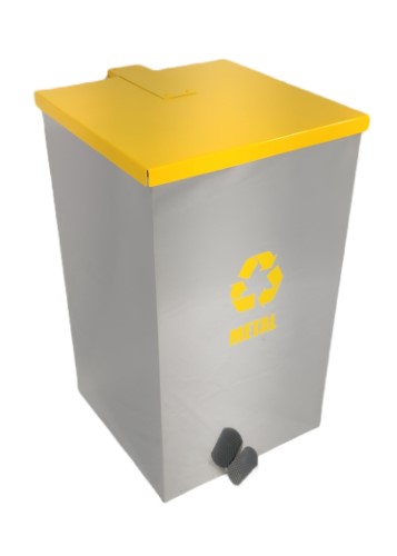 Lixeira Quadrada com Pedal de Inox cores da coleta seletiva 30 Litros