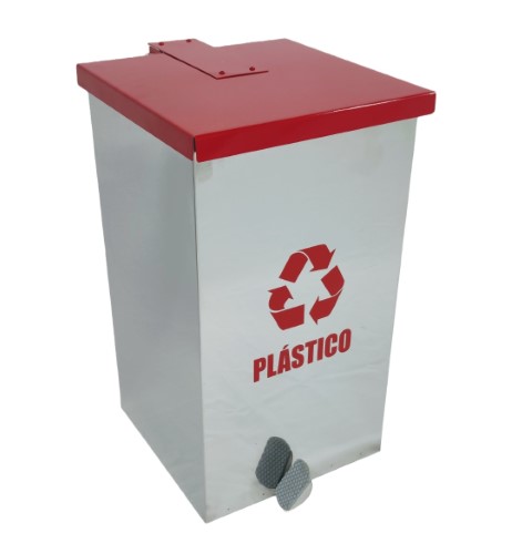 Lixeira Quadrada com Pedal de Inox cores da coleta seletiva 100 Litros