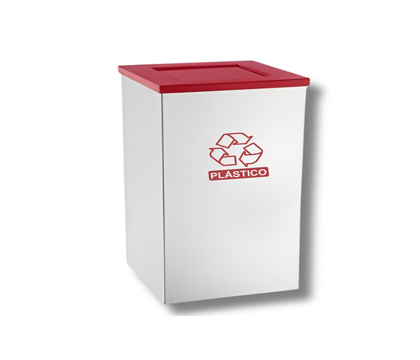 Lixeira ou Cesto de lixo em Inox quadrado tampa basculante 15 litros