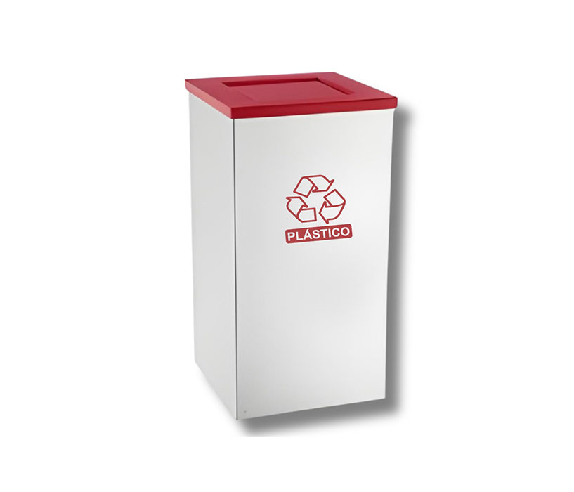 Lixeira ou Cesto de lixo em Inox quadrado tampa basculante 30 litros