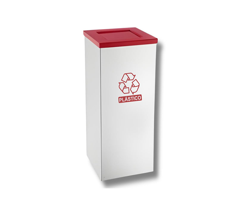 Lixeira ou Cesto de lixo em Inox quadrado tampa basculante 50 litros