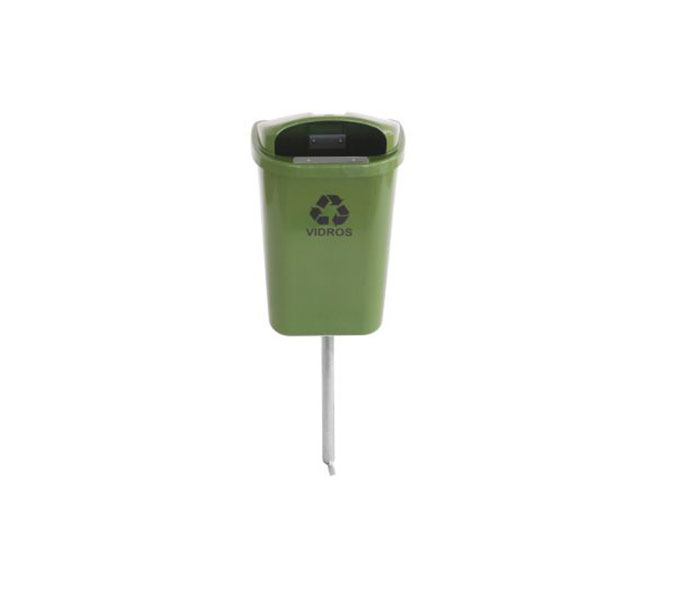 Lixeira individual para coleta seletiva 50 Litros com poste.