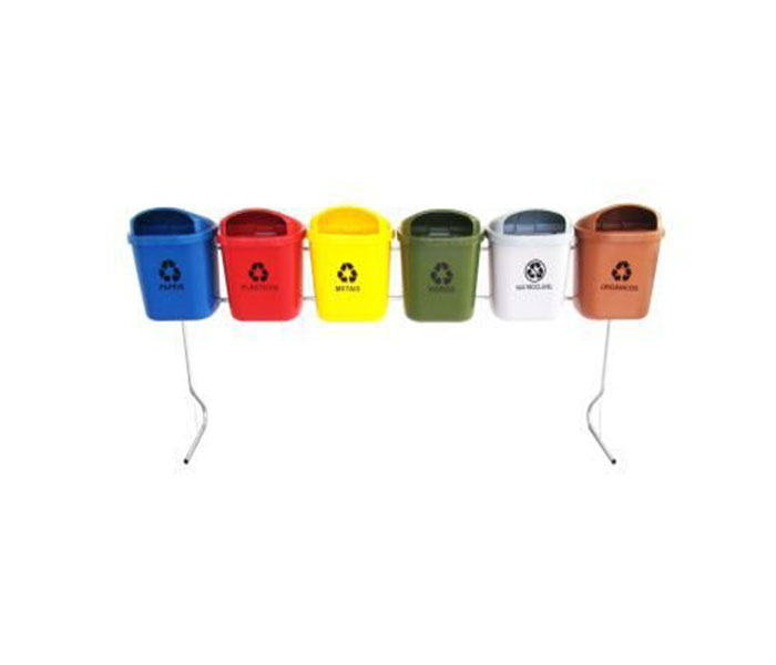Conjunto de coleta seletiva de 40L com 06 lixeiras.