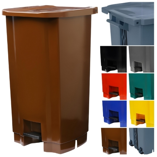 Lixeira de 100 litros com pedal e rodas