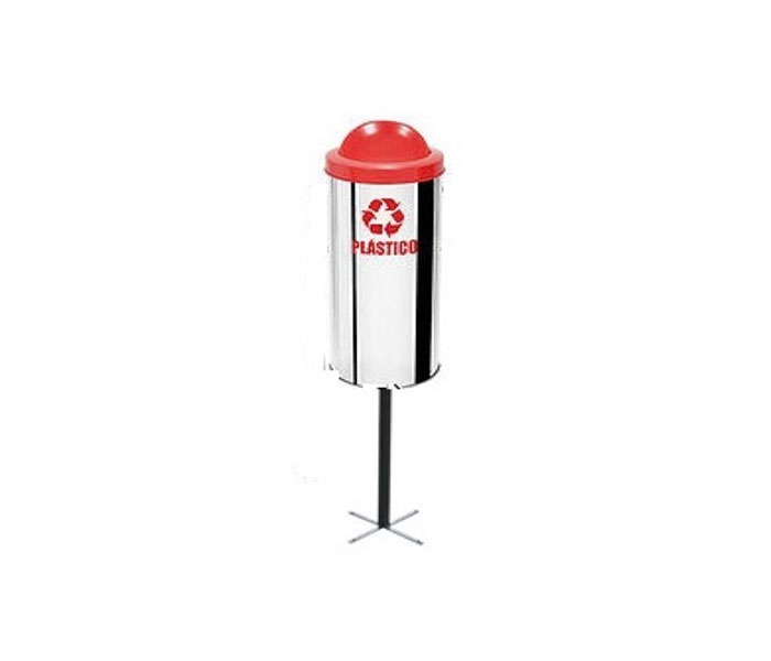 Conjunto com 01 lixeira em aço inox com tampa vai e vem 23 Litros