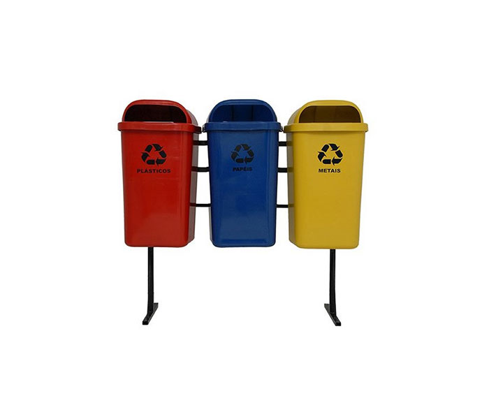 Conjunto de coleta Seletiva 3 Cestos de 50 litros