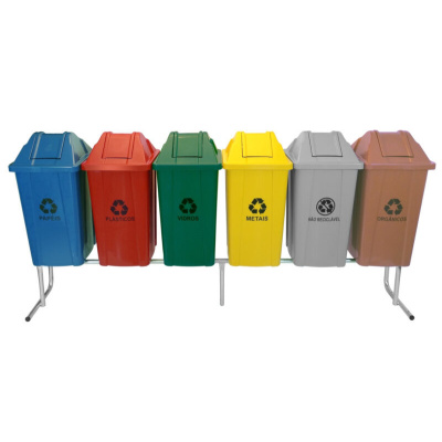 Conjunto para Coleta Seletiva com 6 Cestos de 60L