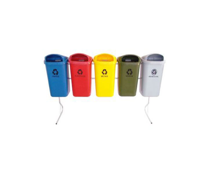 Conjunto de coleta seletiva de 50L com 05 lixeiras.