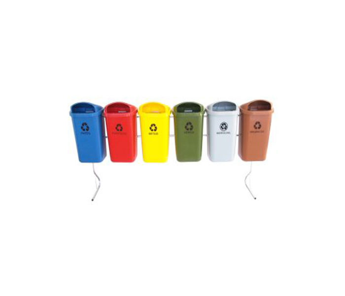 Conjunto de coleta seletiva de 50L com 06 lixeiras.