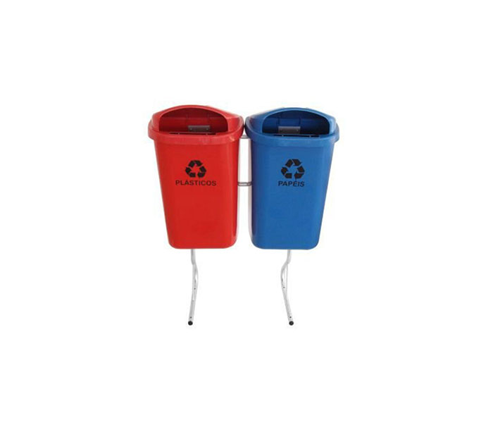 Conjunto de coleta seletiva de 50L com 02 lixeiras.