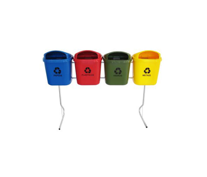 Conjunto de coleta seletiva de 40L com 04 lixeiras.