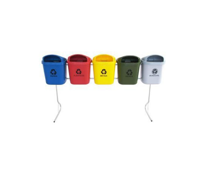 Conjunto de coleta seletiva de 40 Litros com 05 lixeiras.