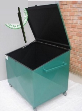 Container de Aço Galvanizado 1.160 Litros com 2 Tampas e 4 Rodas – MC1160R