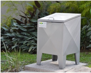 Lixeira Ambiental em Aço Galvanizado 150 Litros com Tampa – MC150