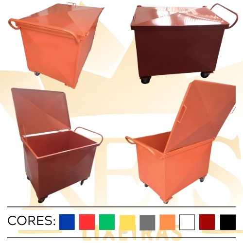 Container de Aço Galvanizado 500 Litros com 1 Tampa e Alça – MC500
