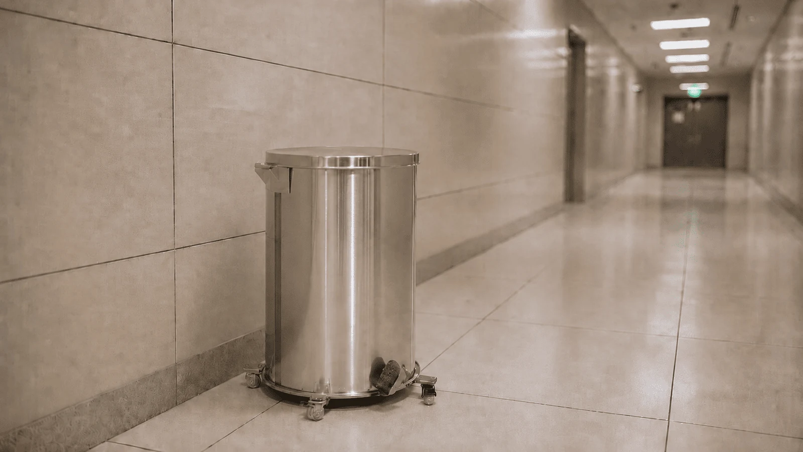 Lixeira de Inox com Tampa, Pedal e Rodízios 40 Litros