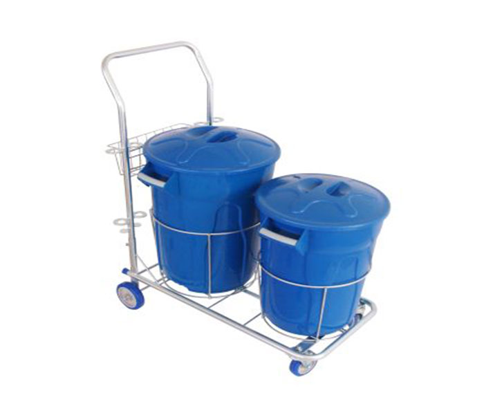 Carrinho funcional dois baldes para limpeza 01 cesto 40 litros 01 cesto 60 litros
