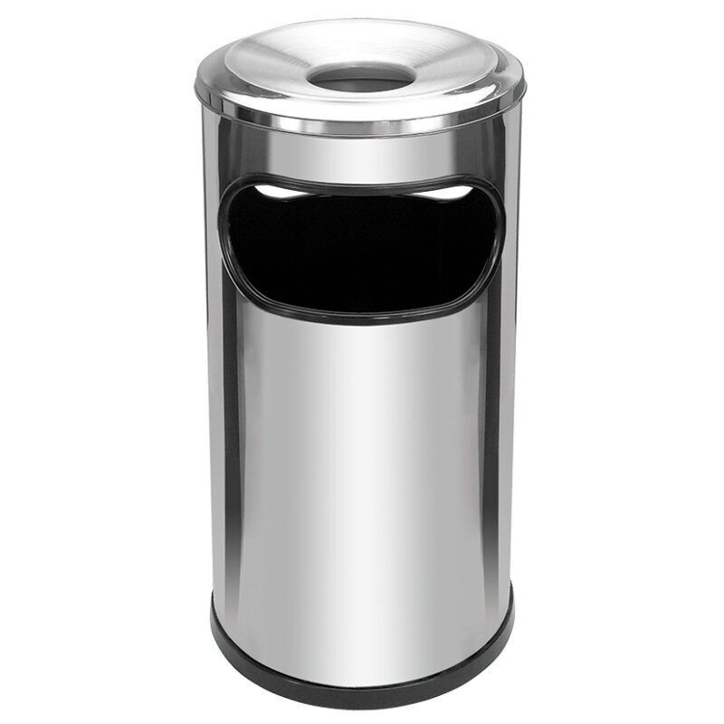 Cinzeiro Lixeira em Aço Inox com Aro em Alumínio