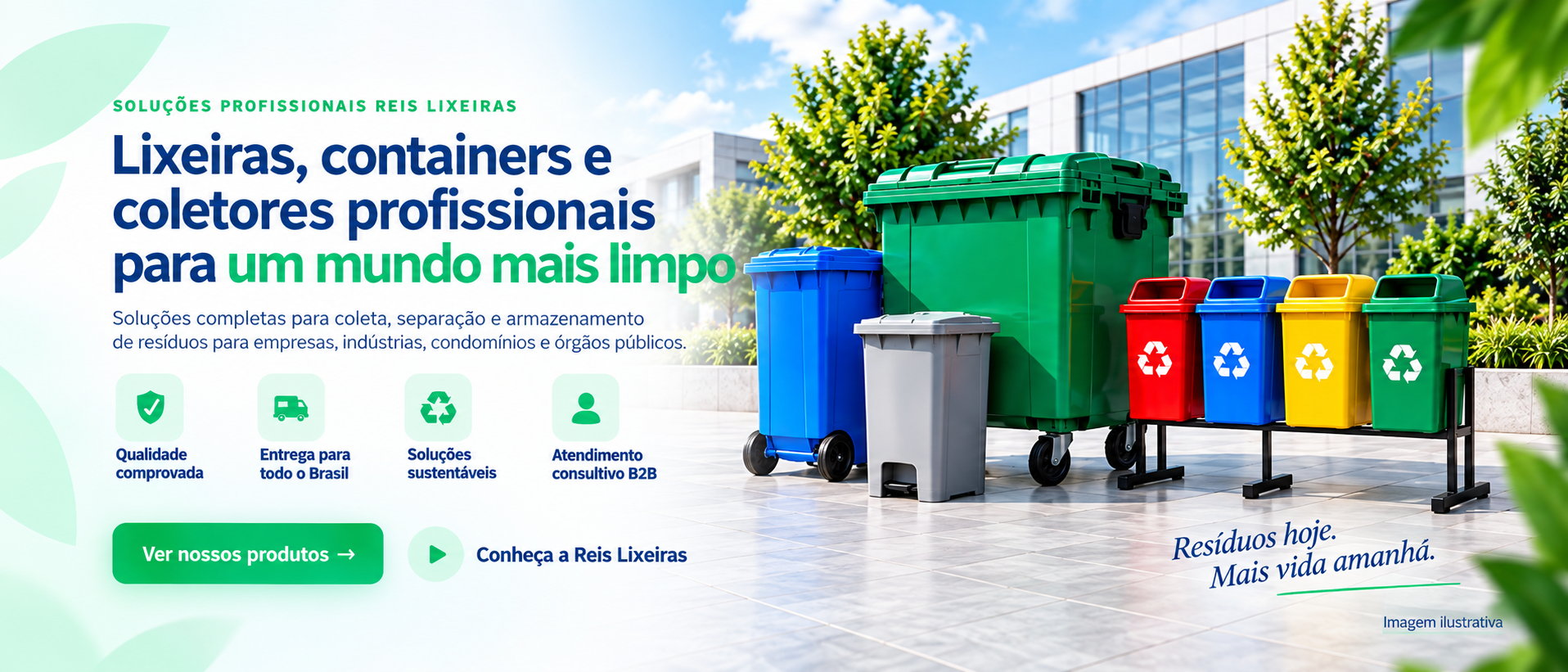 Lixeiras, containers e coletores profissionais Reis Lixeiras